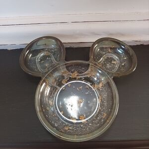 Clear Mickey Mouse Shaped Glass Dish